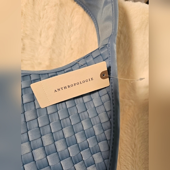 Anthropologie Woven Neoprene Shoulder Bag BLUE  7"H, 11"W, 4.5"D - Picture 12 of 15